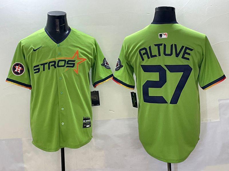 Men Houston Astros 27 Altuve Green three generations Joint Name 2025 Nike MLB Jersey style 10